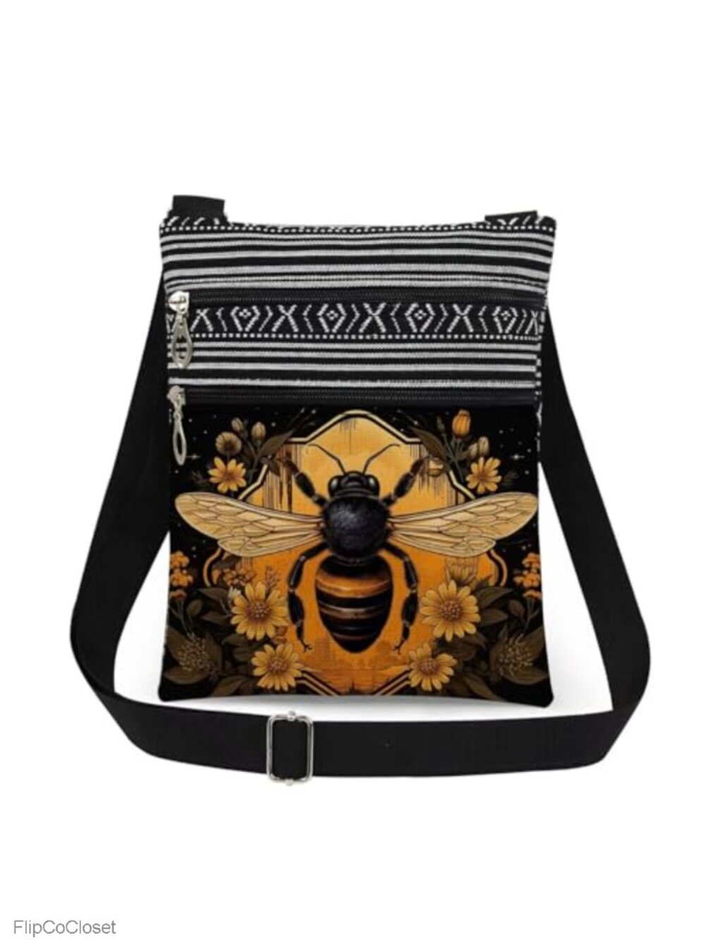 Bee Crossbody Bag Adjustable Strap Polyester Fiber Purse